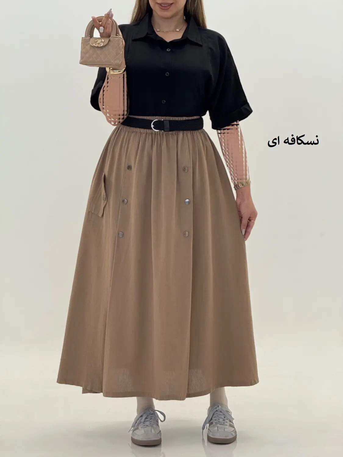 4272-دامن لینن کتون